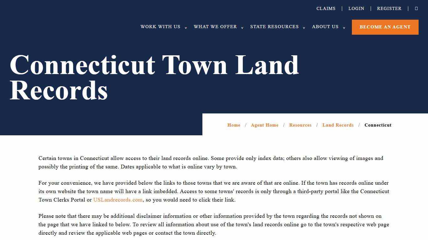 Connecticut Town Land Records CATIC