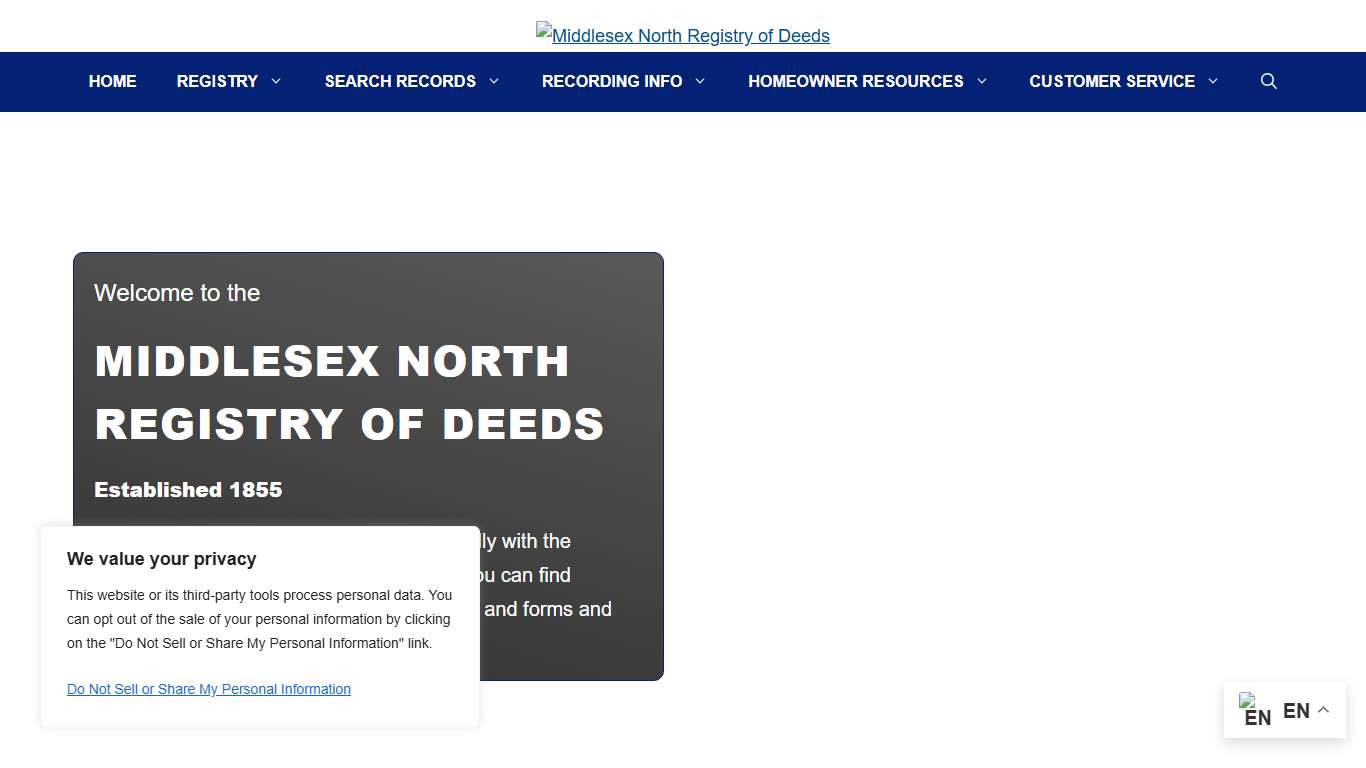 Middlesex North Registry of Deeds - Real Estate Records for Middlesex County